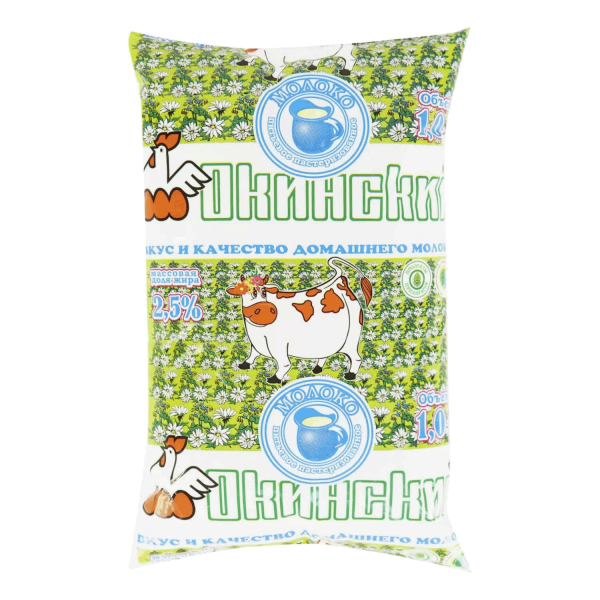 Молоко ОКИНСКИЙ 2,5% без змж 1л п/п